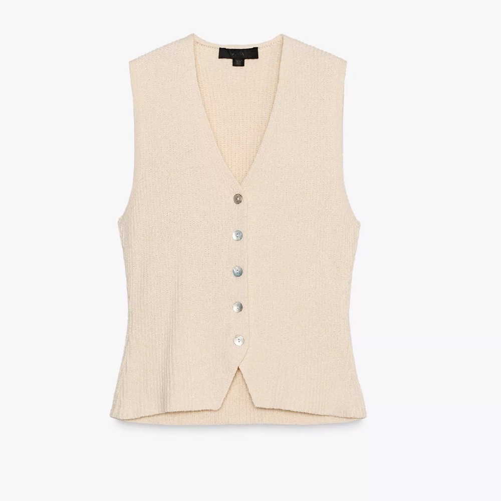 Zara knit Cream Button-Up Vest